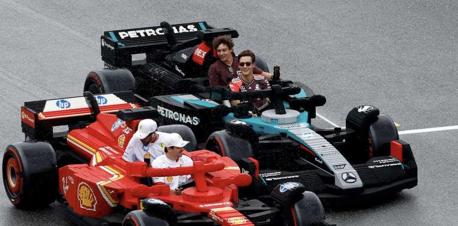 Formula 1 drivers take life-size LEGO cars for a lap in Miami