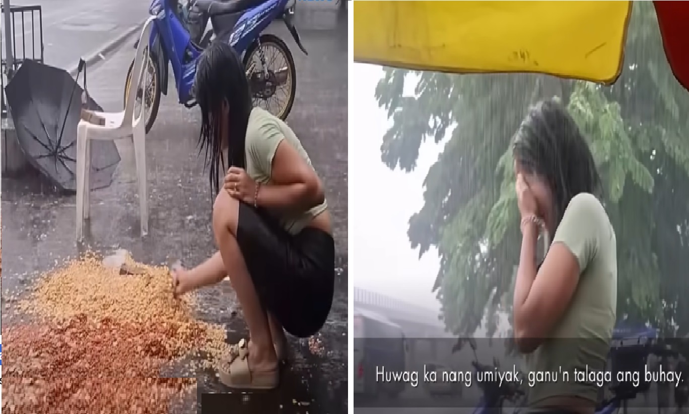 Dalagang galing probinsiya, napaiyak nang matapon ang kaniyang paninda dahil sa ulan