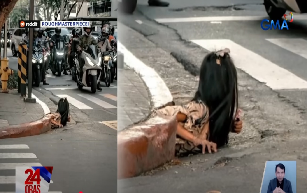 Babae, biglang lumabas mula sa isang imburnal sa Makati