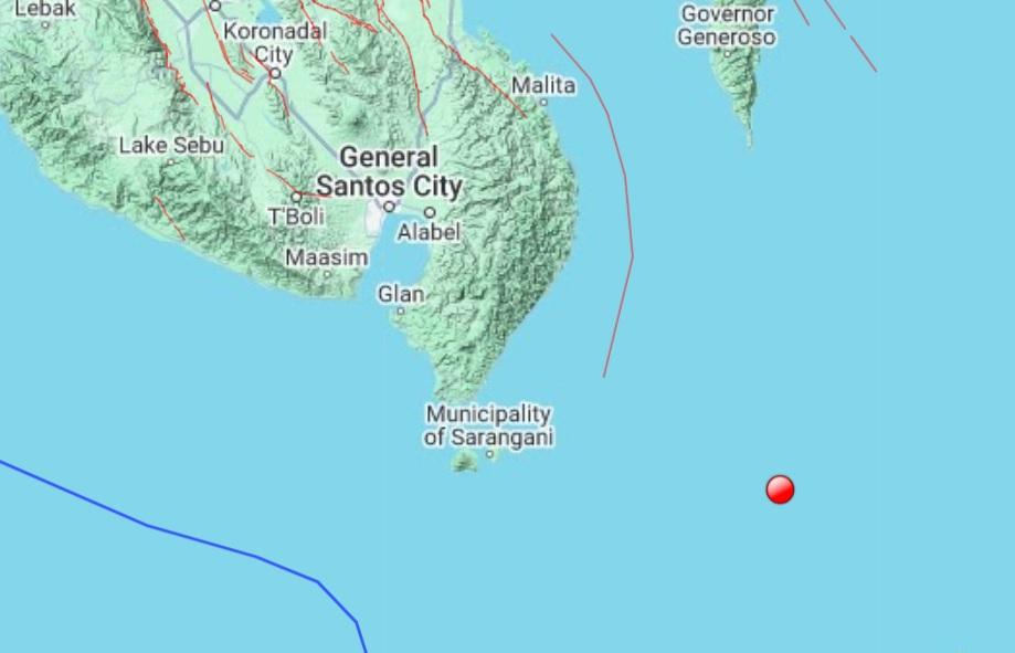 Magnitude 5.0 quake strikes waters off Sarangani Island, Davao Occidental