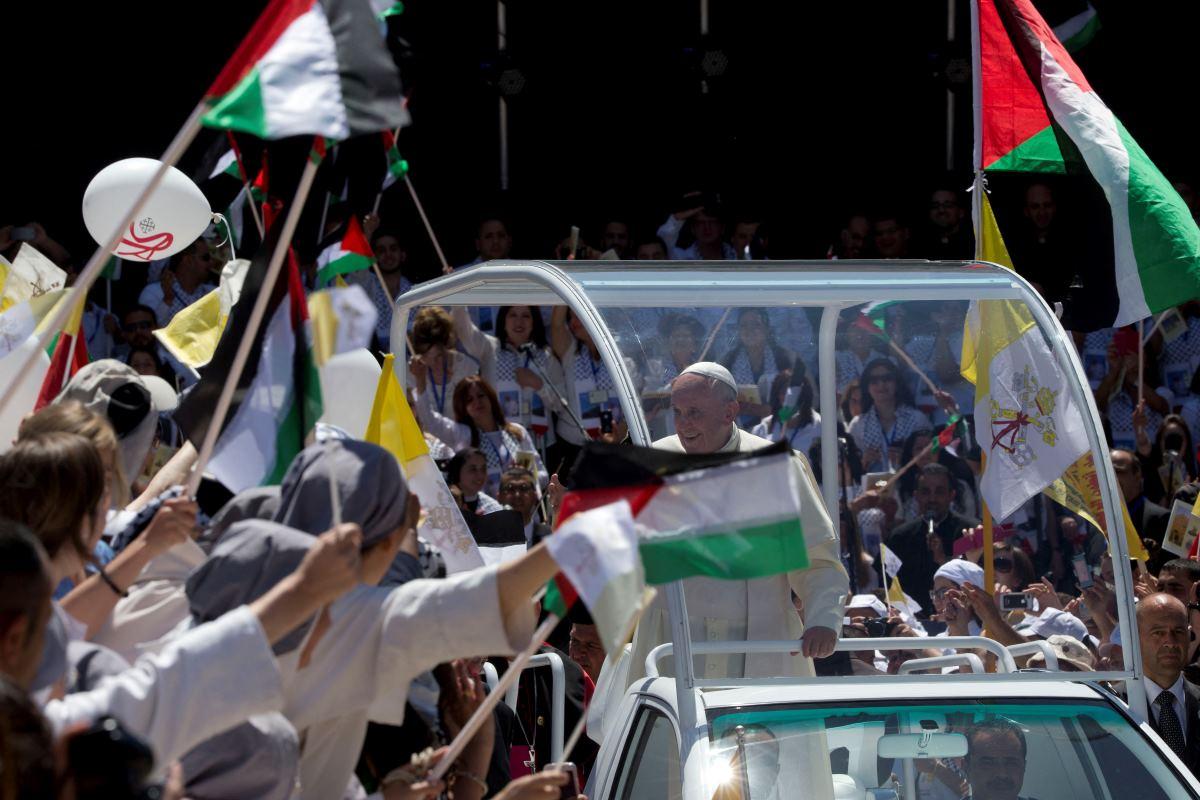 Pope Francis in his popemobile during a 2014 trip to Holy Land