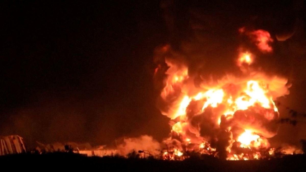 Fire at a cement factory in Hodeidah Governate, Yemen