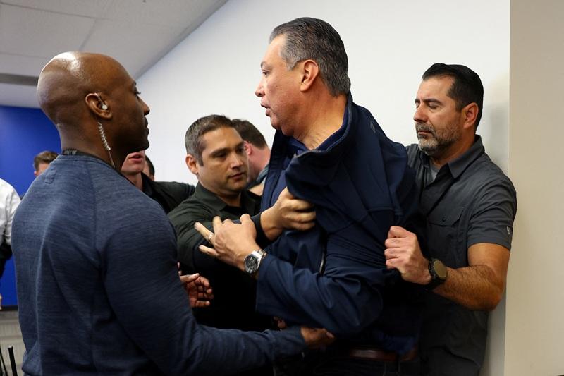 Democratic US Senator Padilla forced to ground, handcuffed by security agents