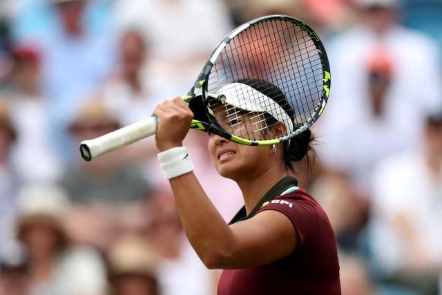 Tennis - Eastbourne Open - June 28, 2025 Philippines' Alexandra Eala reacts during her women's singles final against Australia's Maya Joint Action Images via Reuters/Paul Childs