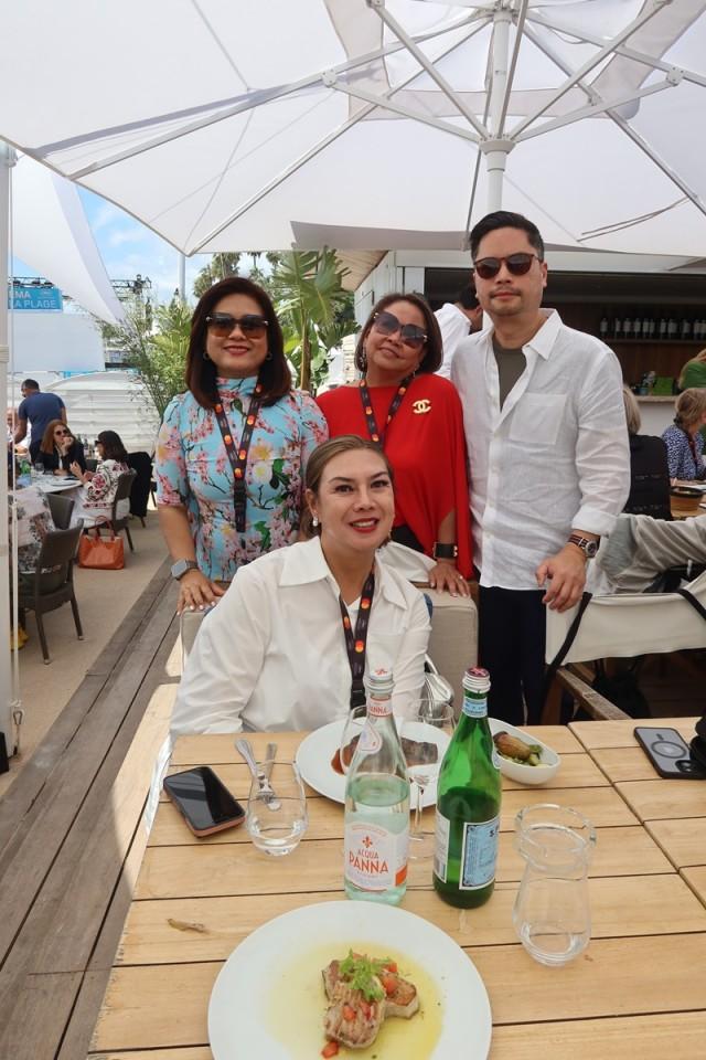 Wendy Pascual, Sonia Delen and Conrad (Radi) Calalang of OneUp Film Studios with Sydney Loyola in Cannes. Contributed photo