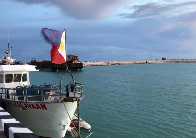 The LGU-owned boat M/L Kalayaan docked inside the boat shelter in Pag-asa Island.
