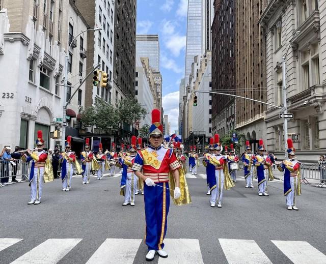 Banda El Gobernador, the pride of Bacoor, Cavite, captivates the crowd with their vibrant performance along Madison Avenue during the Philippine Independence Day parade. Dave Llavanes Jr.