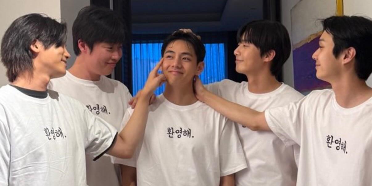 V of BTS reunites with Wooga Squad as he returns from military 