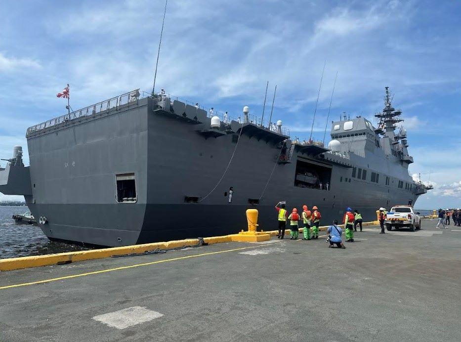 The JS Ise docks at the Port of Manila