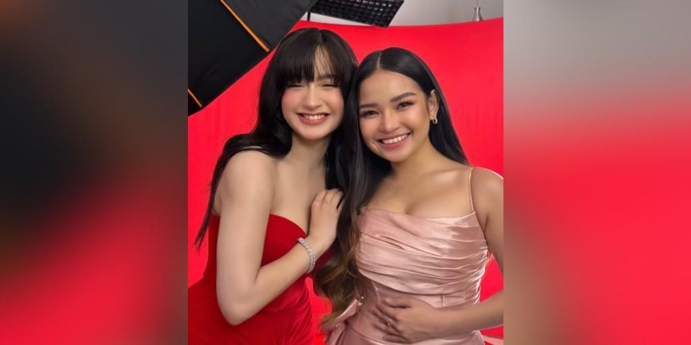 Jillian Ward poses with Xyriel Manabat at GMA's 75th anniversary celebration