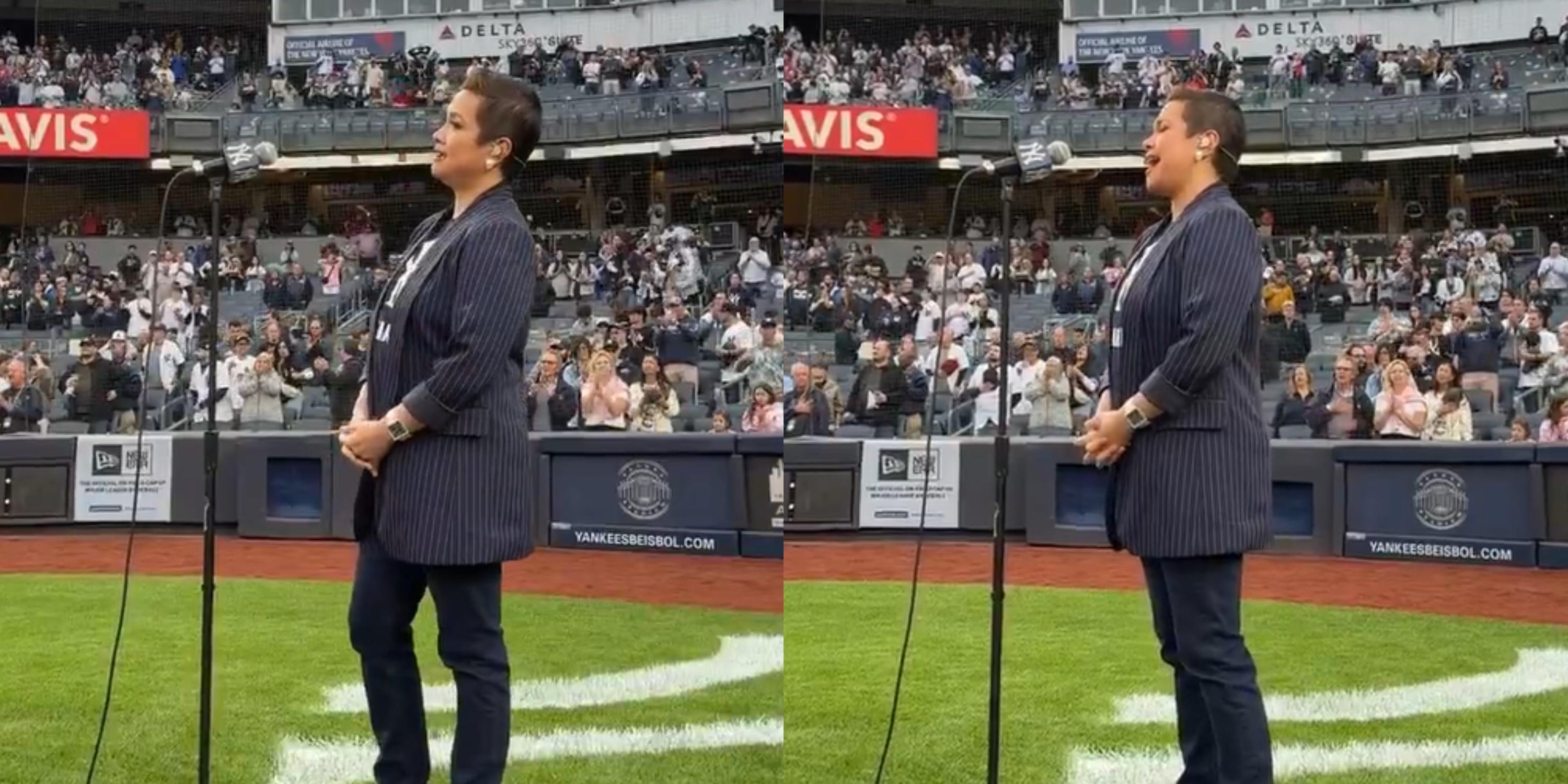 Lea Salonga performs US national anthem at New York Yankees game