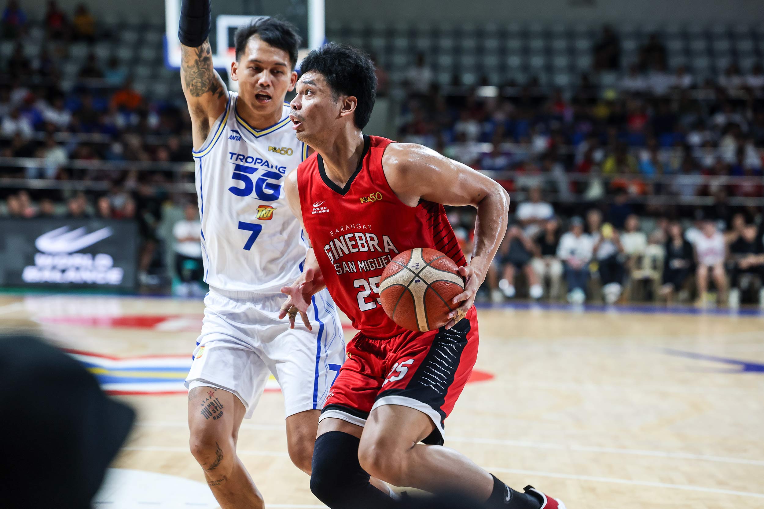 Barangay Ginebra snaps TNT's six-game winning streak behind Aguilar, Abarrientos