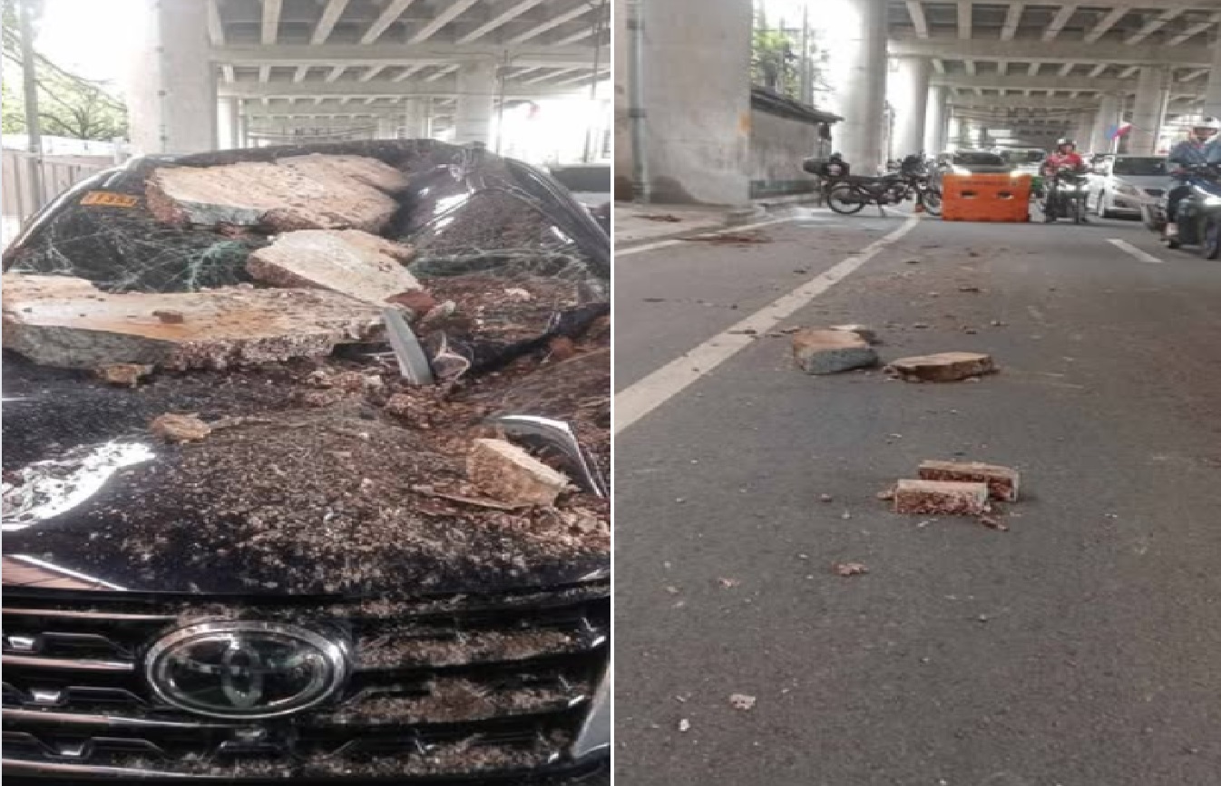 SUV, nabagsakan ng debris na galing sa bahagi ng Skyway sa Parañaque; driver, sugatan  thumbnail