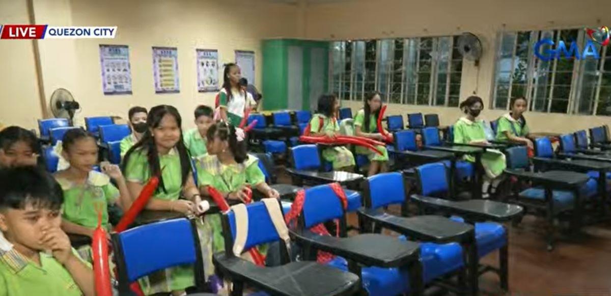 Students inside their classroom for the first day of classes