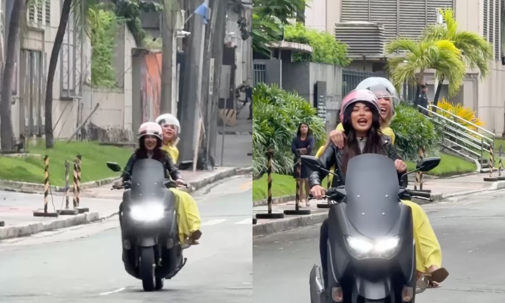 Shuvee Etrata takes Klarisse de Guzman for a motorcycle ride to GMA Network