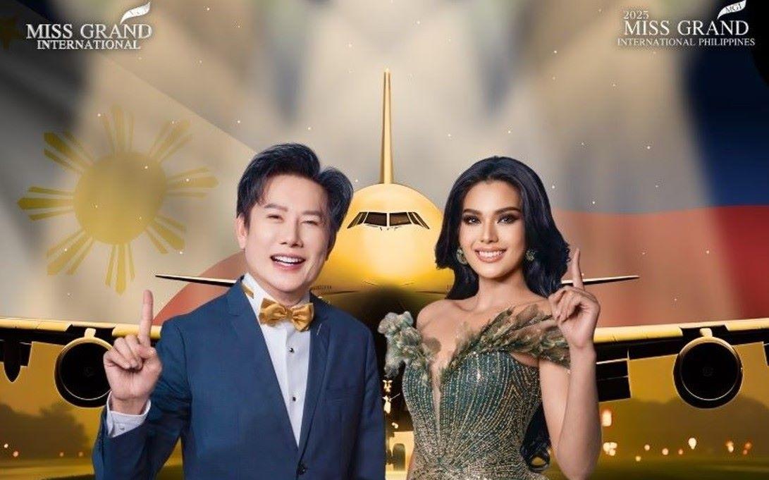 Miss Grand International president Nawat Itsaragrisil and Miss Grand International 2024 CJ Opiaza