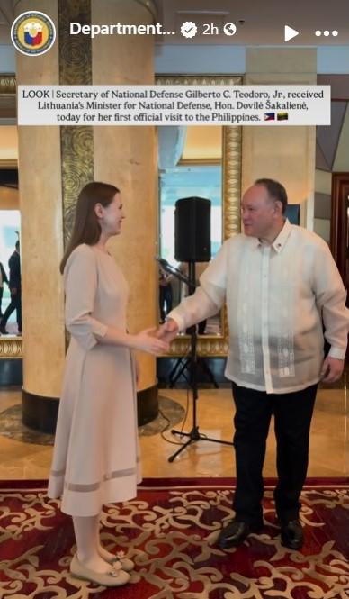 Lithuanian defense minister Dovile Ĺ akaliene and PH Defense Sec. Gilberto Teodoro Jr.