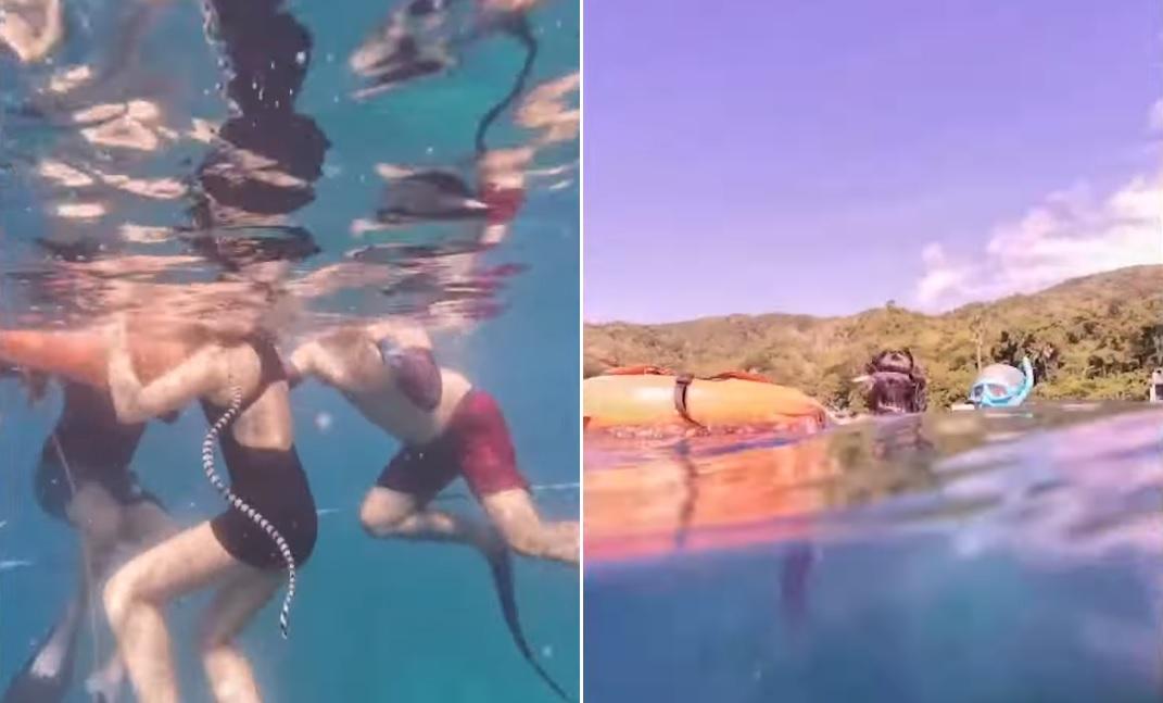Babaeng nag-aaral ng diving, nilapitan ng makamandag na sea snake