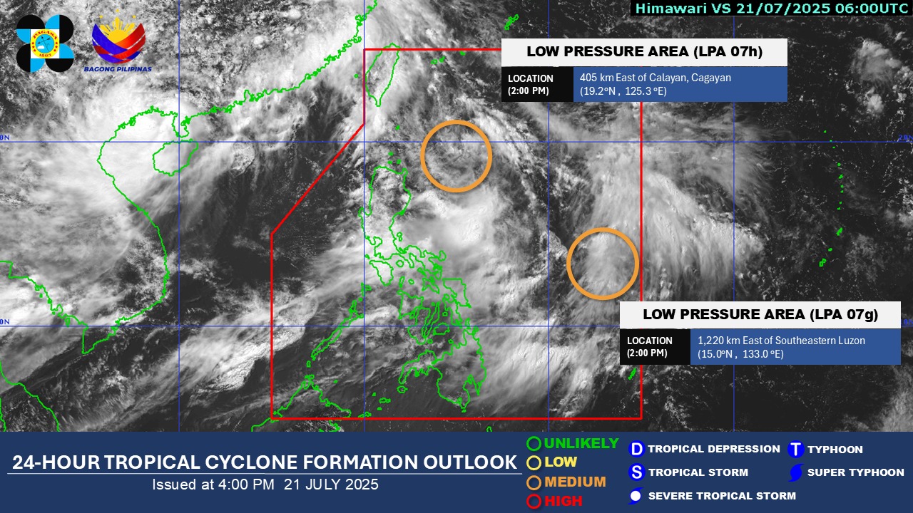 2 LPAs inside PAR has 'medium' chance of becoming storm