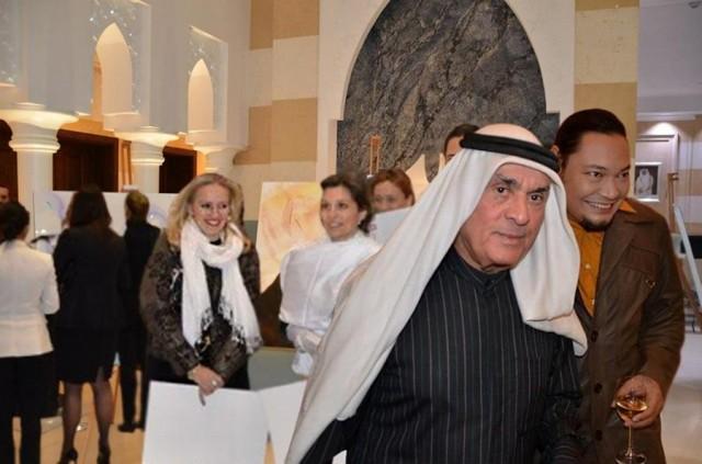 Maristela interacts with guests at an exhibit at Bilal Pearl Suites, a luxury building in Doha. Courtesy: The FilAm