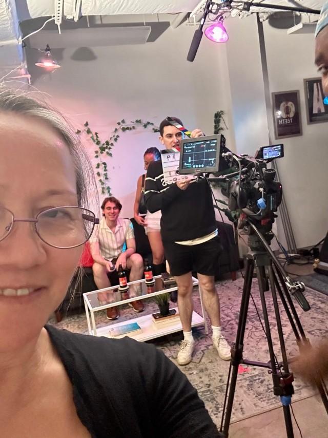 Angelica on the set of a project in New York City. Courtesy: The FilAm