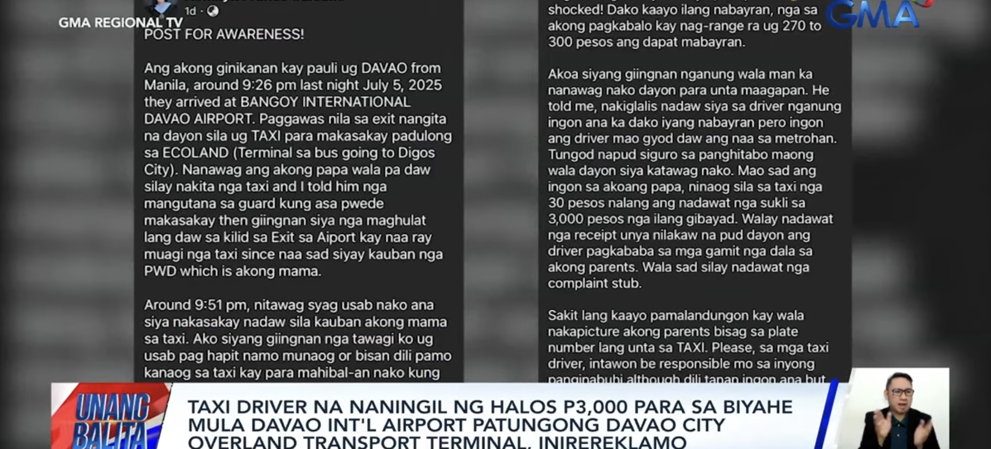 Davao Taxi Driver Faces Backlash Over Allegedly Exorbitant P3,000 Fare