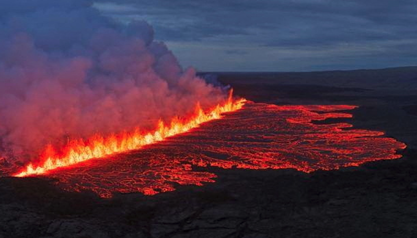 Iceland volcano emits smoke and glowing lava in 12th eruption since 2021