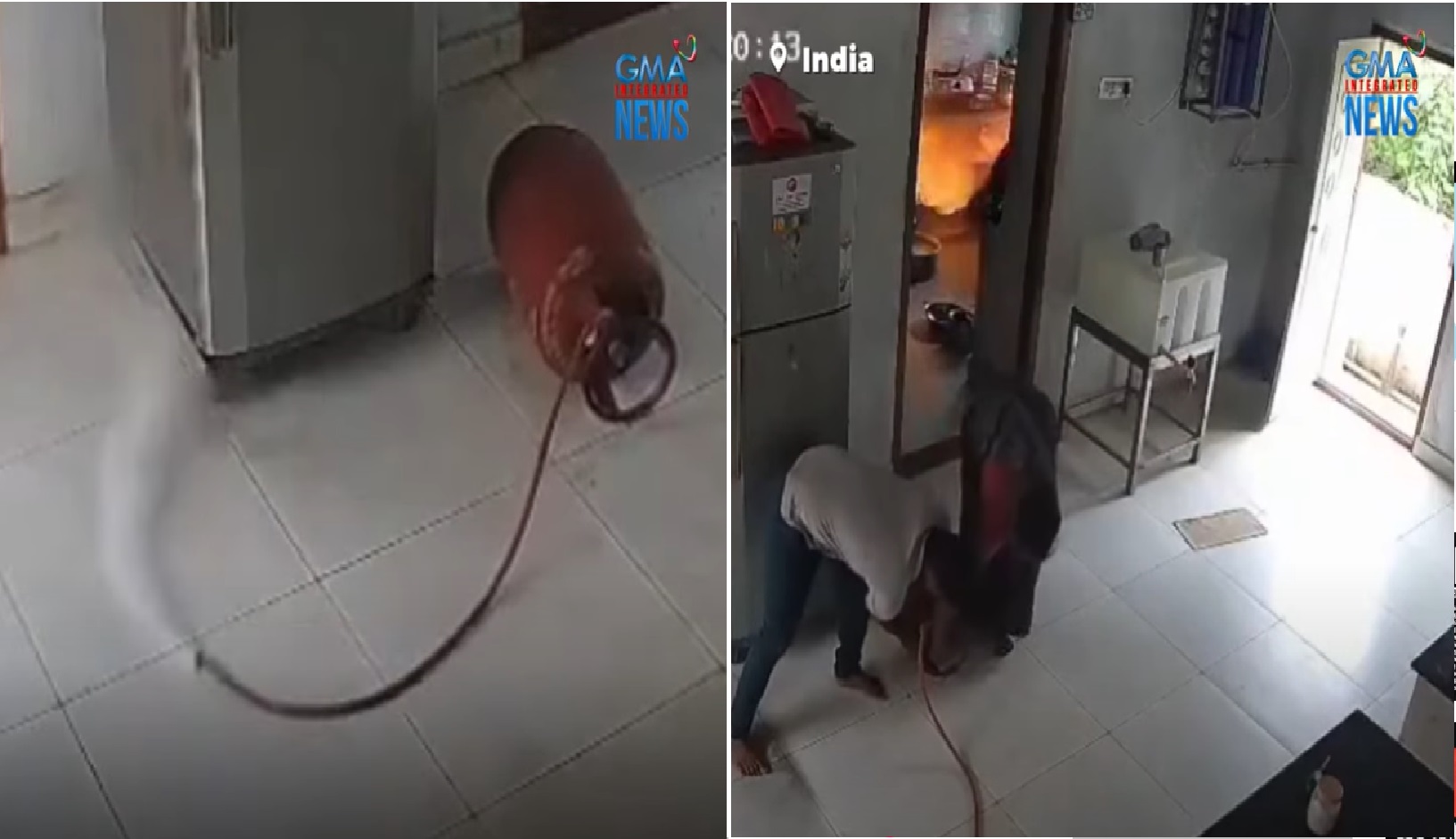 Paggapang at pagsambulat ng apoy mula sa sumingaw na LPG tank, nahuli-cam sa India thumbnail