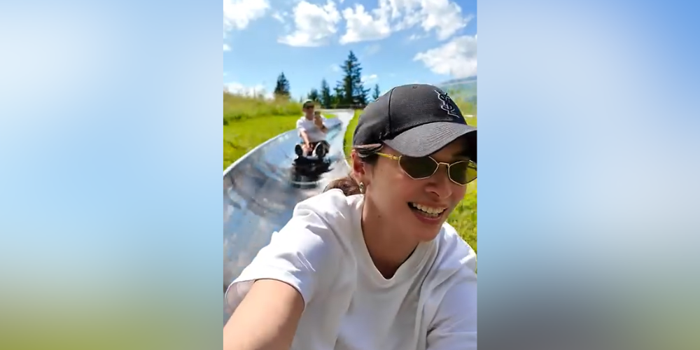 Jennylyn Mercado and Dennis Trillo ride sleds in Switzerland