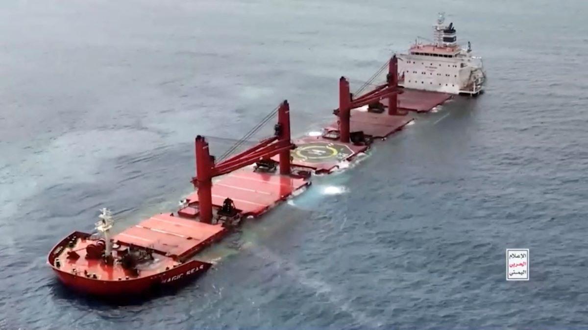 MV Magic Seas in Red Sea after being attacked by Houthi rebels
