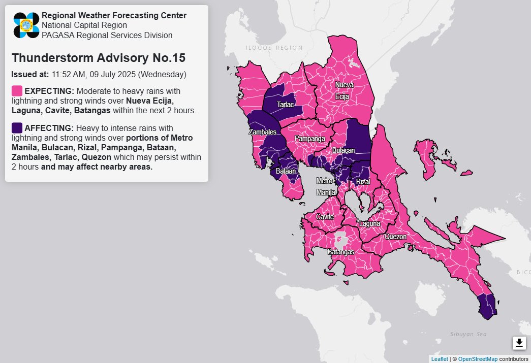 Metro Manila, 7 Luzon areas experience heavy to intense rains
