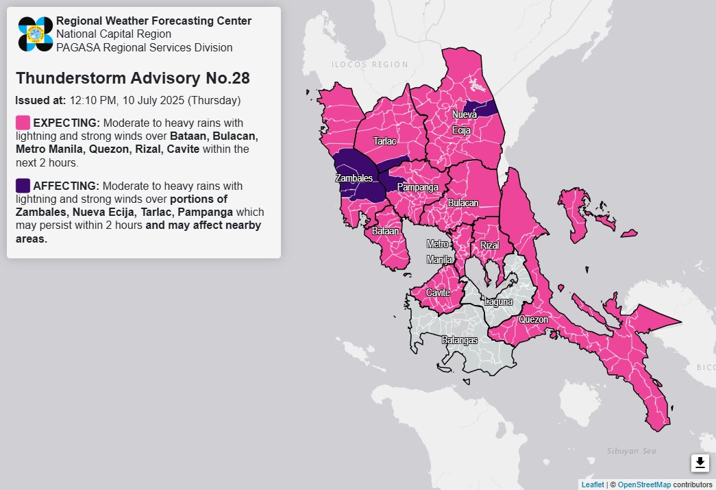 Moderate to heavy rains expected over Metro Manila, 5 Luzon areas