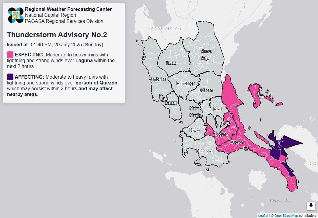 Thunderstorm advisory July 20, 2025, 1:46 PM