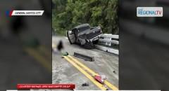 Pickup truck, bumangga sa gilid ng tulay; 1 sa mga sakay, tumilapon sa ibaba thumbnail