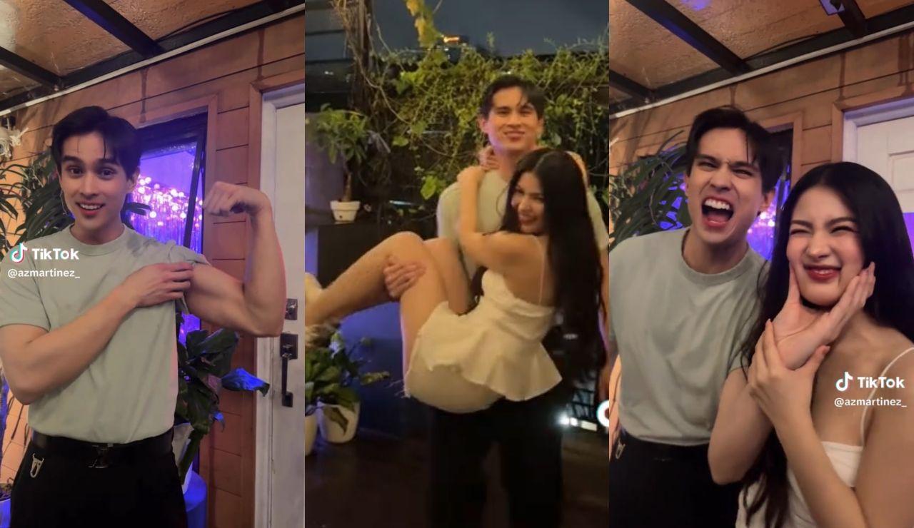 Ralph De Leon sweeps AZ Martinez off her feet in playful flex of strength