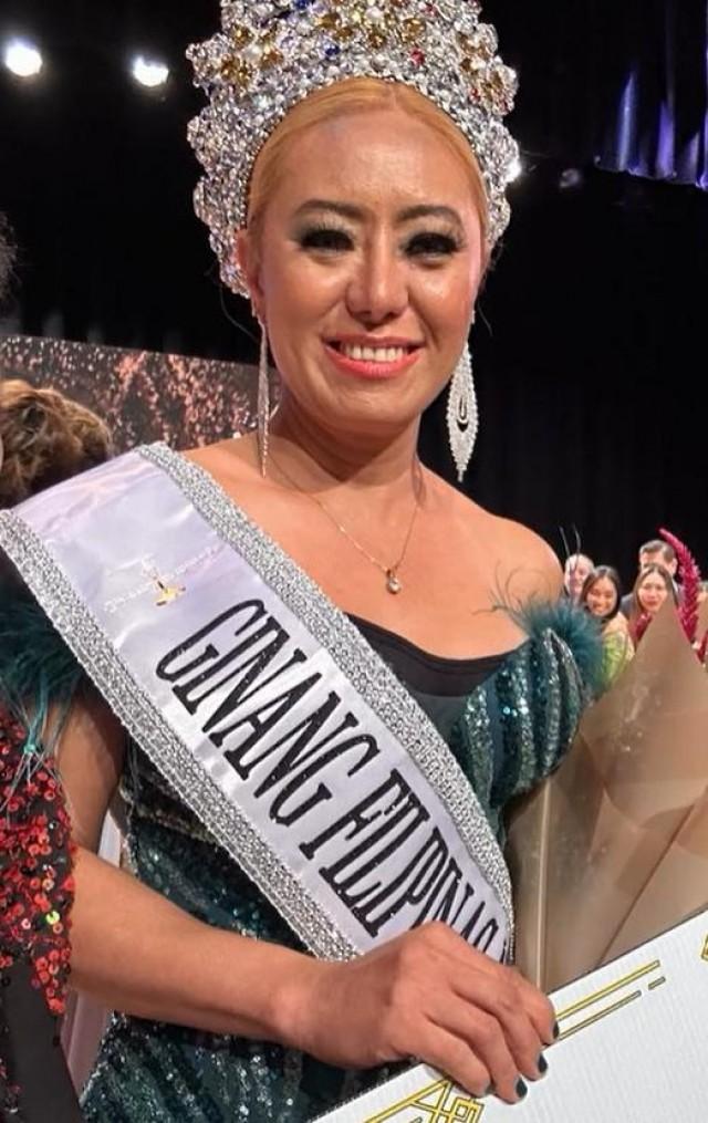 'We made history!' says Carmela 'Ella' Icamina, the first-ever winner of the Ginang Filipinas New Jersey beauty pageant. Photo by: Jan Andrada Lane via The FilAm
