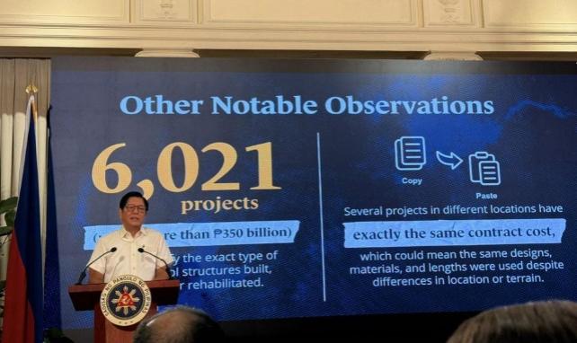 President Ferdinand 'Bongbong' Marcos Jr, in a press conference at MalacaÃ±ang on Monday, August 11, 2025, says the public could report about the status of flood projects in their area. Marcos says it is still premature for him to name personalities allegedly involved in anomalous flood control projects. ANNA FELICIA BAJO/GMA Integrated News