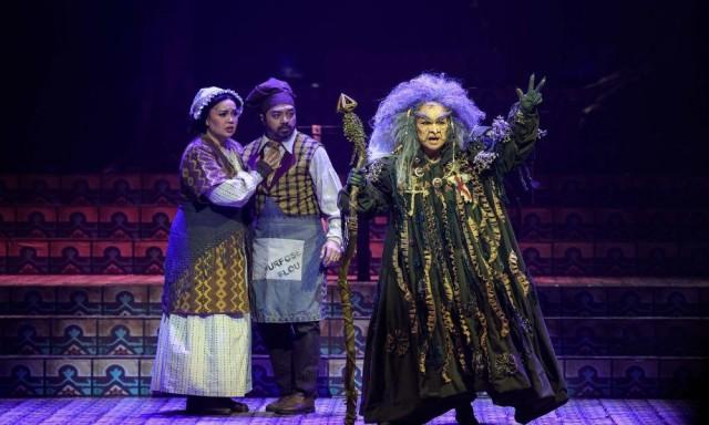 Lea Salonga as the Witch, Nyoy Volante as the Baker and Mikki Volante as the Baker's Wife. Courtesy: Mark Alvarez/TGA