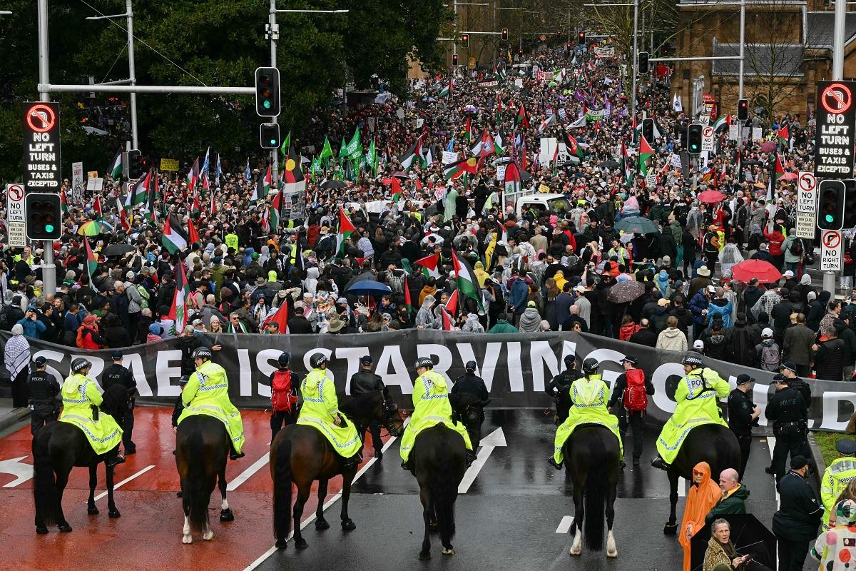 Tens of thousands join pro-Palestinian march over Sydney Harbour Bridge