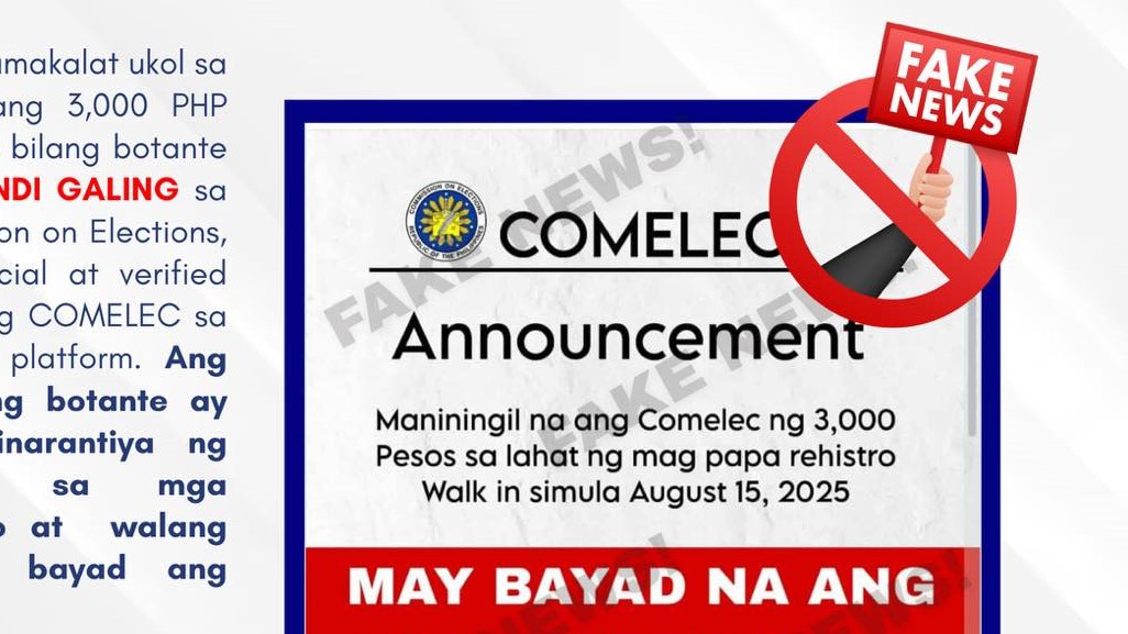 Comelec warns vs. 'fake news' of voter registration fee