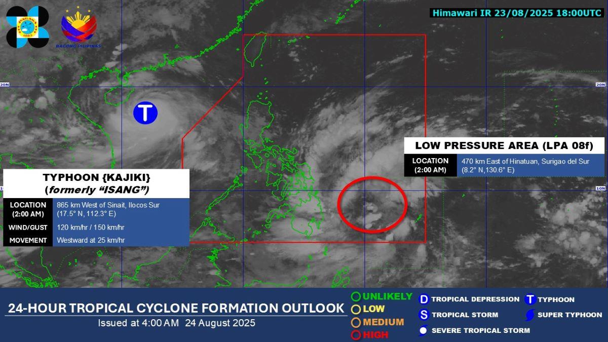 LPA located near Hinatuan, Surigao del Sur, Aug. 24, 2025