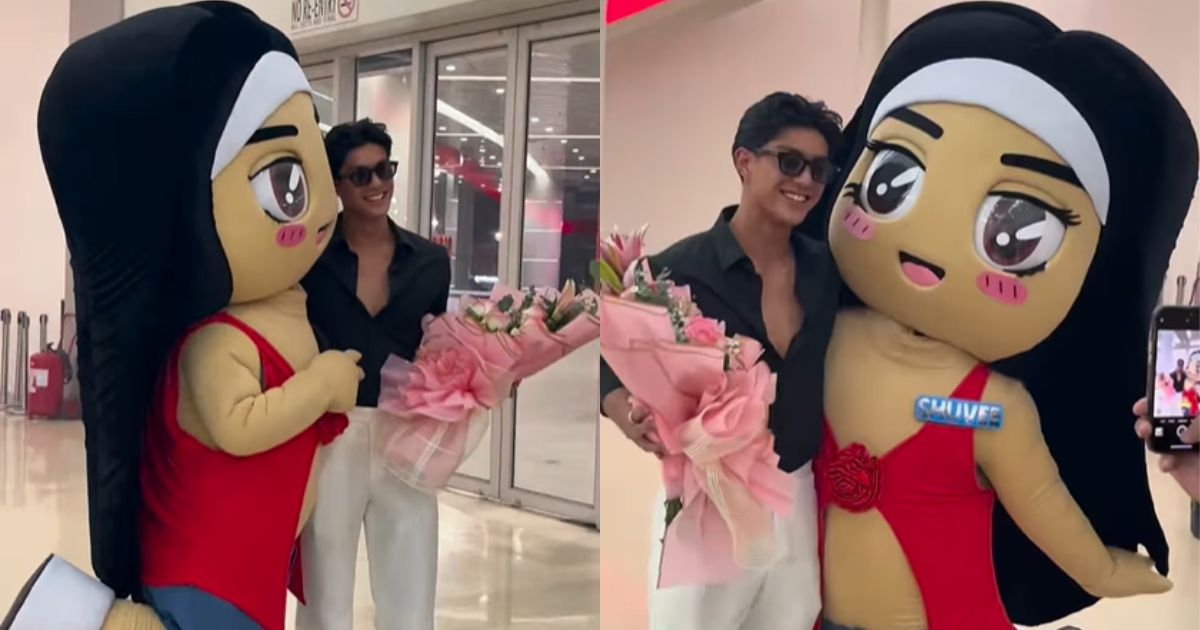 Anthony Constantino meets Shuvee Etrata mascot in The Big ColLOVE fancon