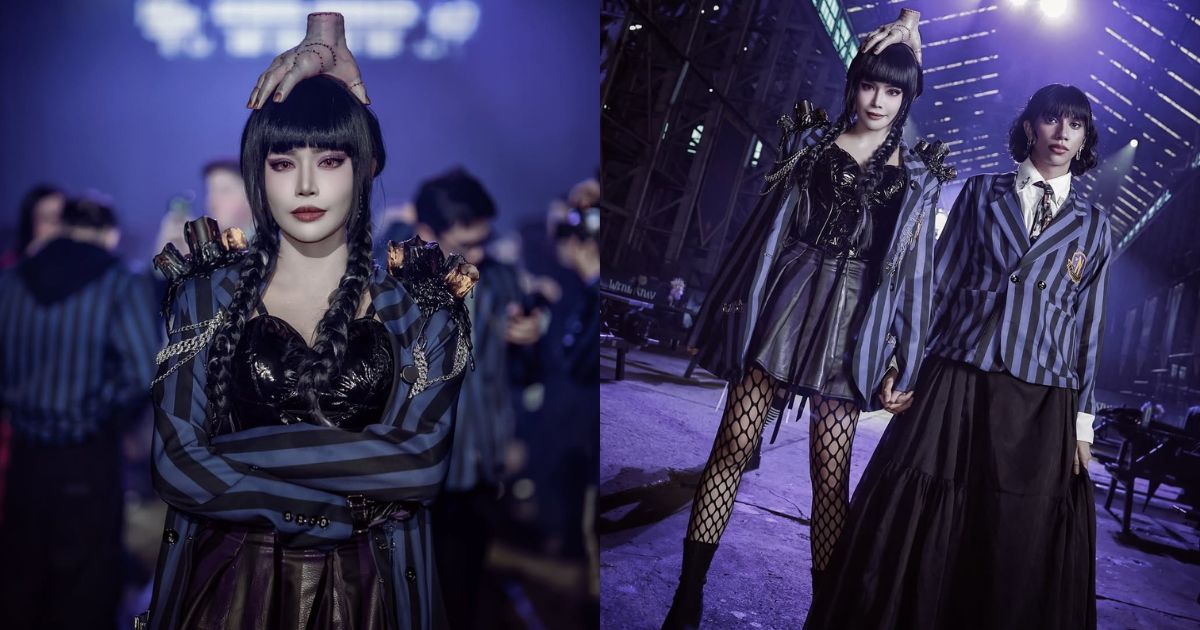 Myrtle Sarrosa cosplays Wednesday Addams of 'Wednesday'