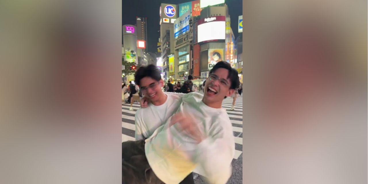 Will Ashley bridal carries Ralph De Leon at Tokyo's Shibuya Crossing