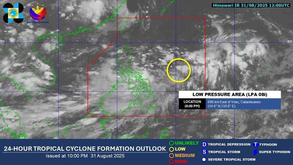 ‘Low’ chance of LPA inside PAR becoming tropical depression in 24 hours