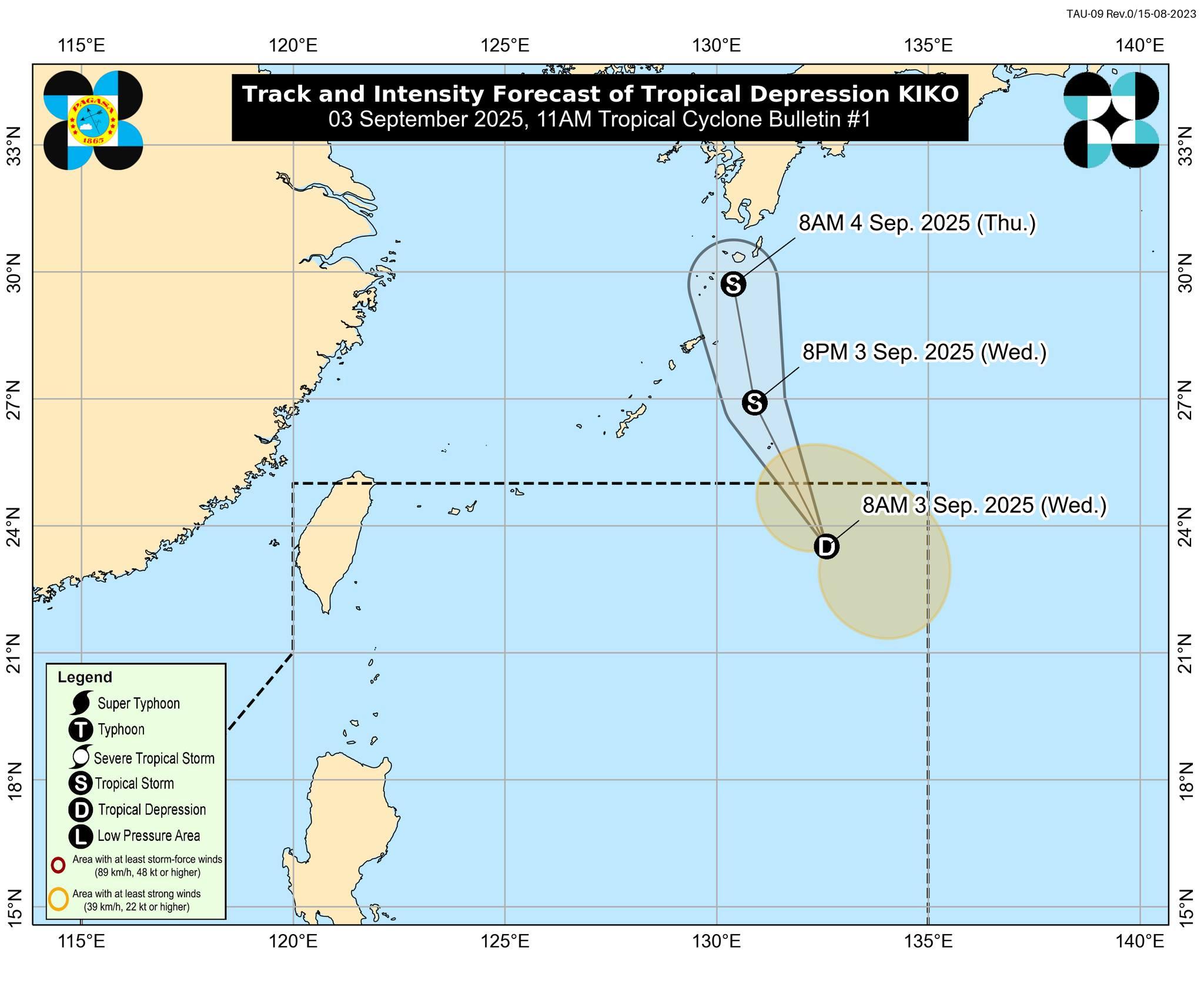 Tropical Depression Kiko to exit PAR by Wednesday afternoon 