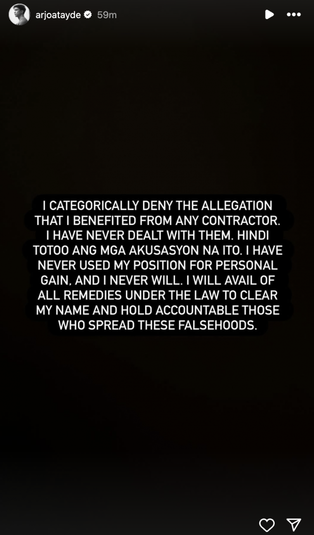 COURTESY ARJO ATAYDE/INSTAGRAM STORIES