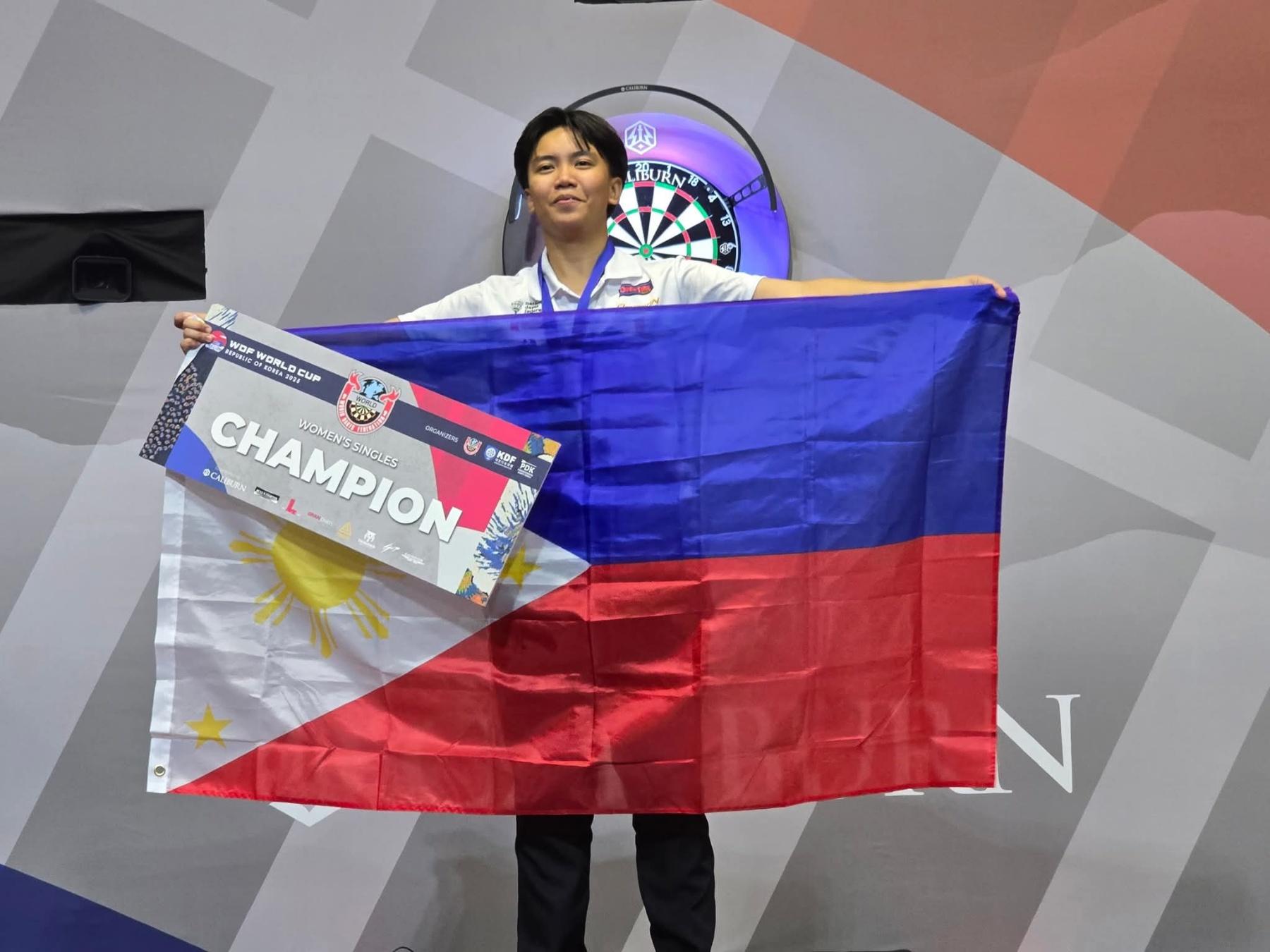 PH darts athlete Lovely Mae Orbeta at the WDF World Cup