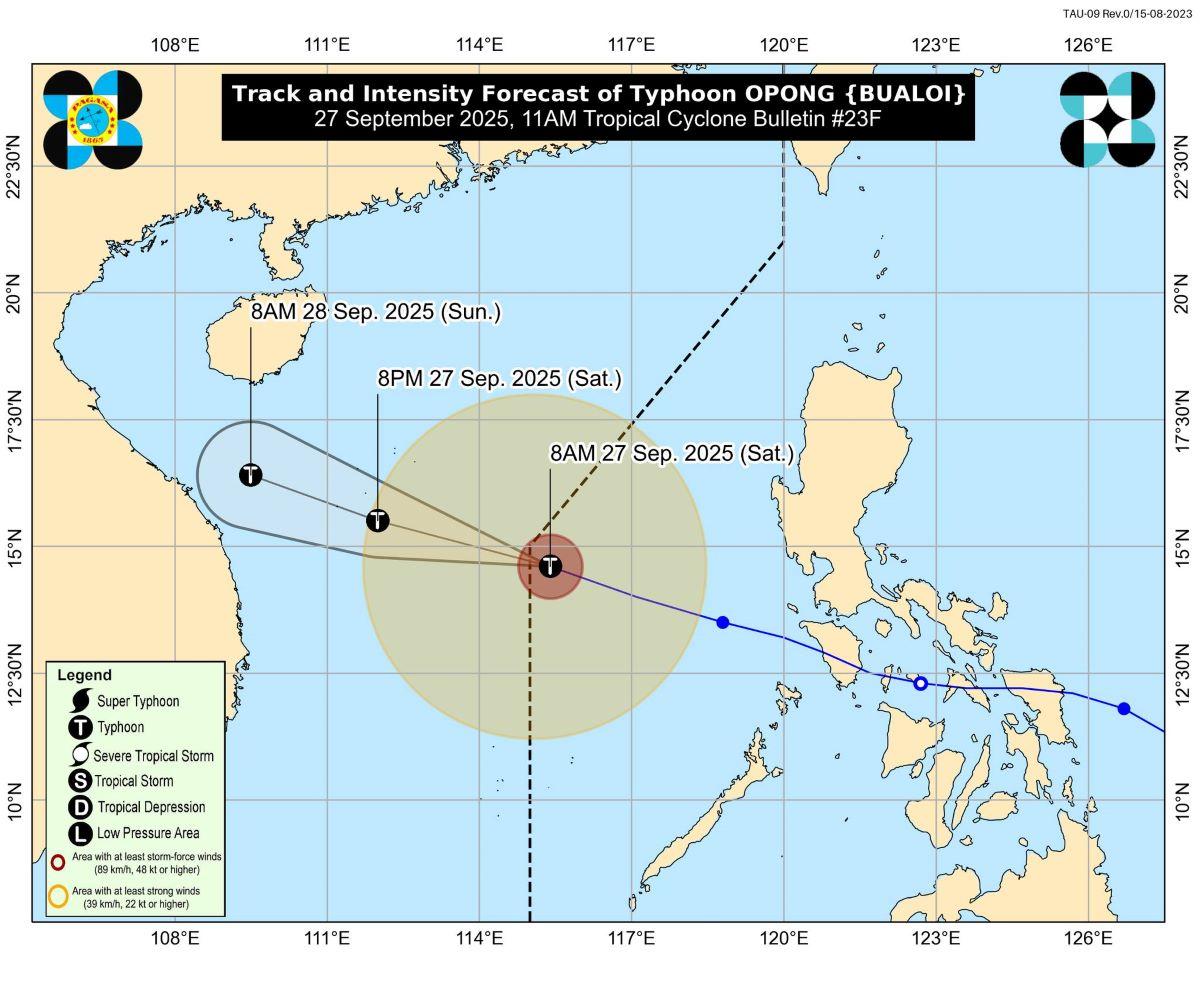 Typhoon Opong (international name: Bualoi), Sept. 27, 2025, 11 AM
