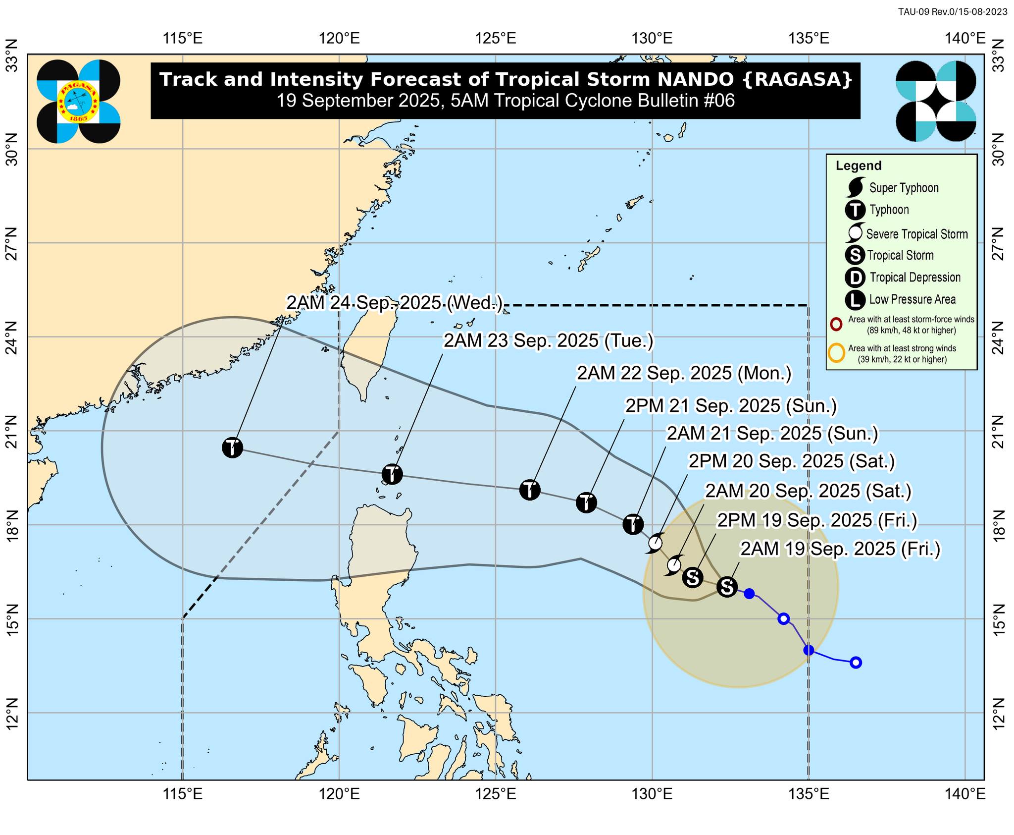 Tropical cyclone Nando slightly intensifies